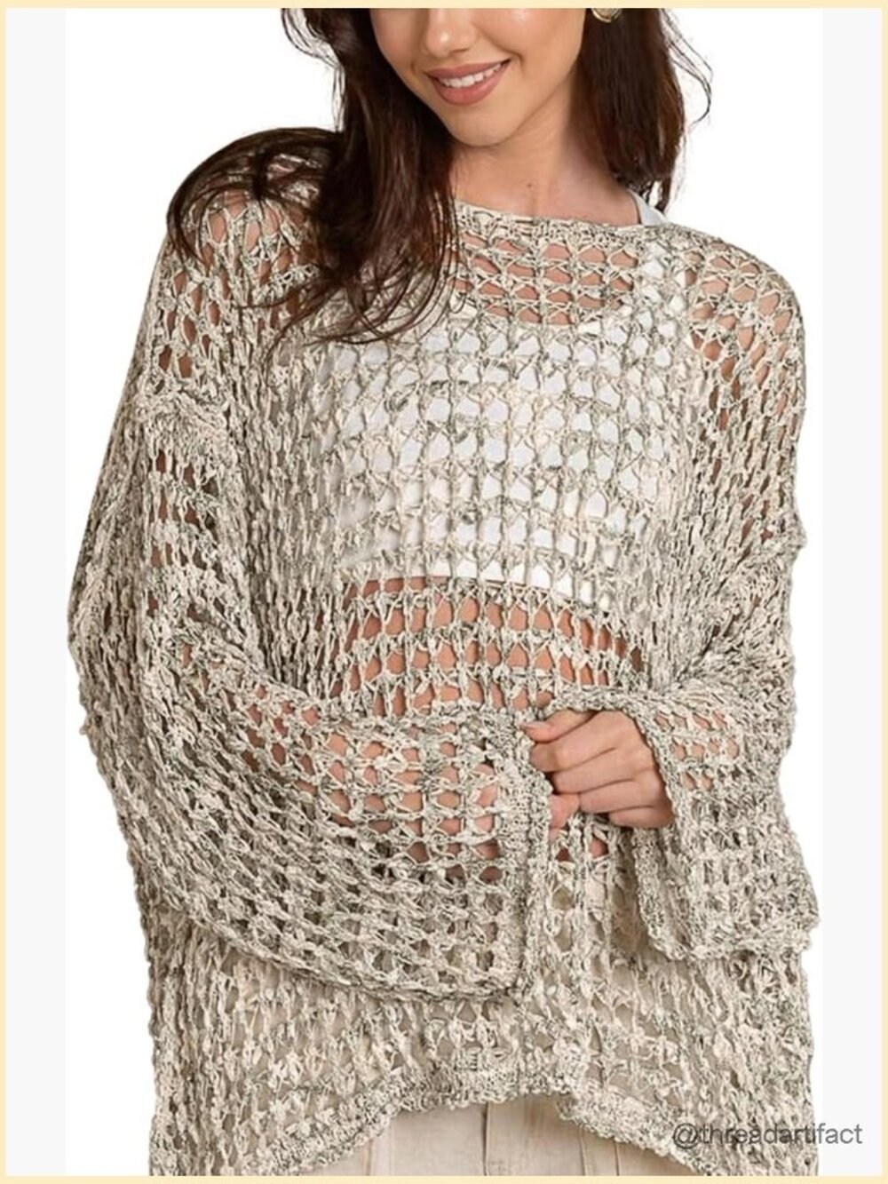 Hollow Out Crochet Swim Cover Up Beach Top Vacation